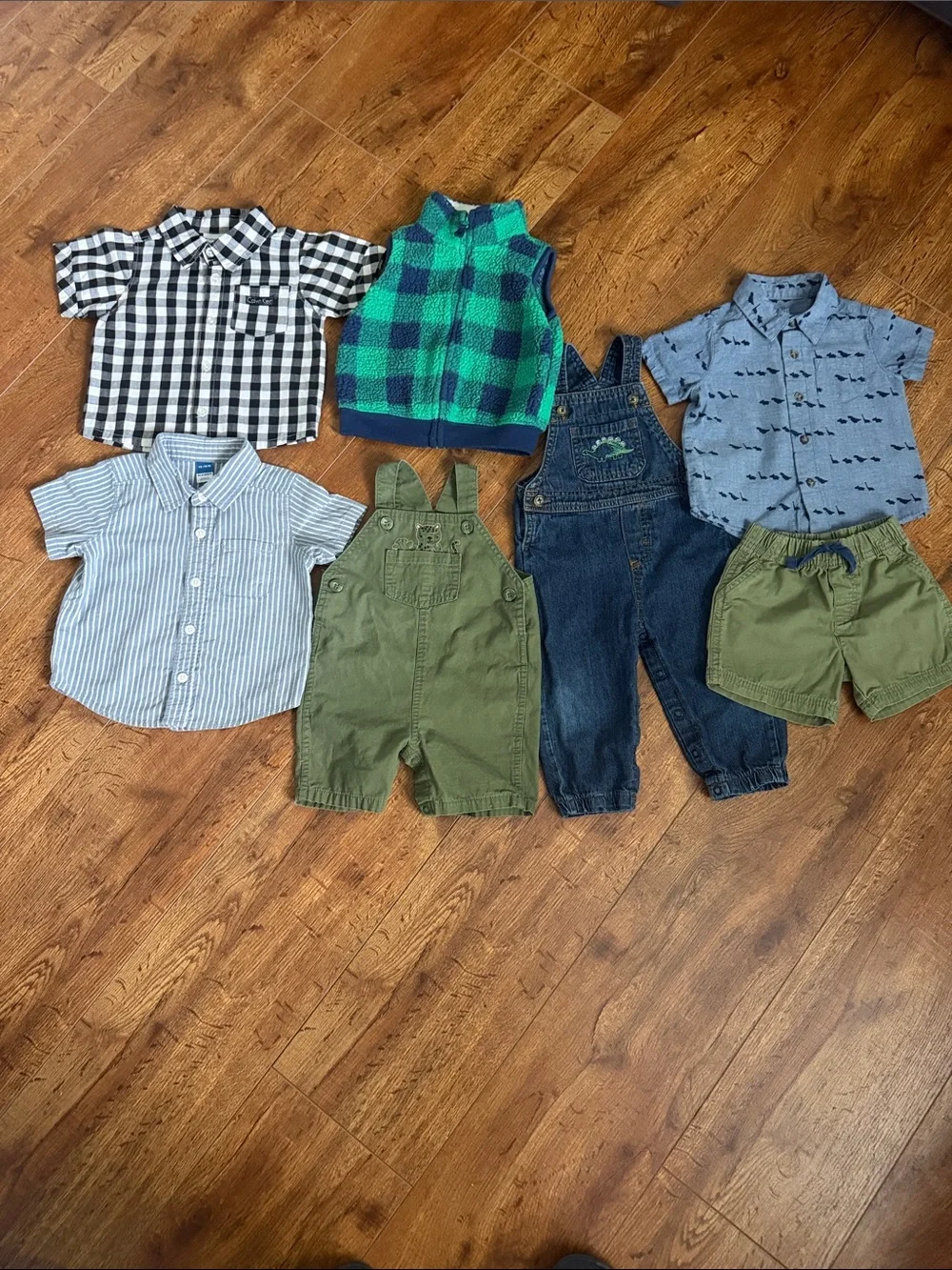 Lot of 7 Pcs.Carter's Olive Green Short Overalls - Boys